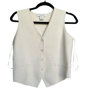 Rachel Zoe Cream Button-Up Knit Vest